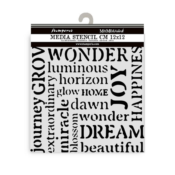 Stamperia, Stencil 4.72"X 4.72", Hidden Grove, Writings (KSTDS32)