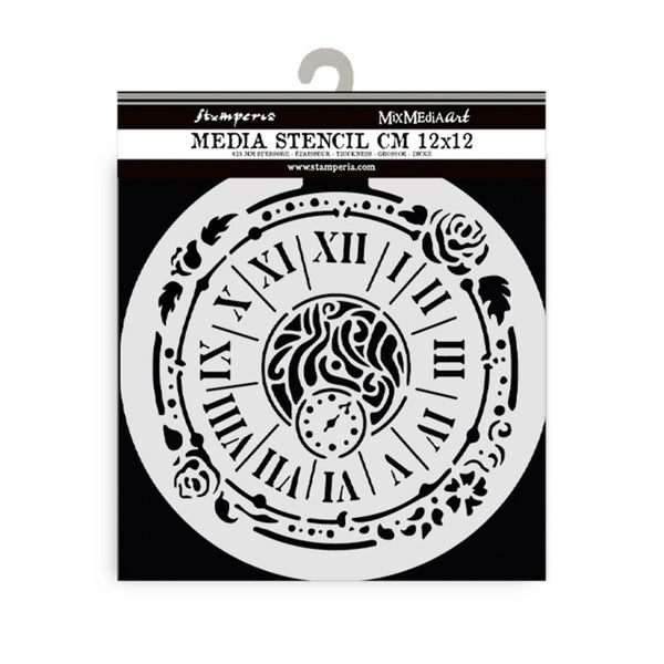 Stamperia, Stencil 4.72"X 4.72", House of Roses, Clock (KSTDS35)