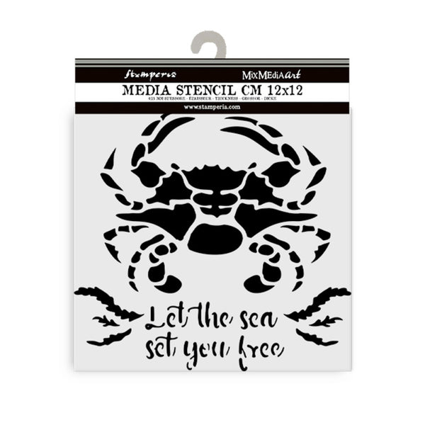Stamperia, Thick Stencil 4.72"X 4.72", Silent Sea, Crab (KSTDS37)