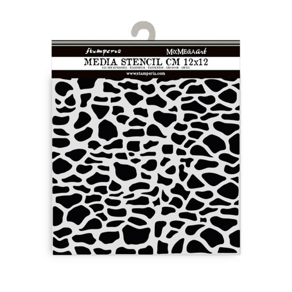 Stamperia, Thick Stencil 4.72"X 4.72", Silent Sea, Stone Pattern (KSTDS45)
