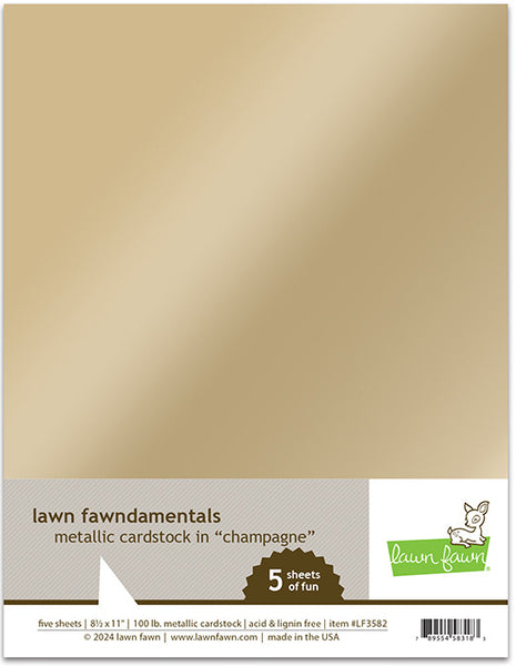 Lawn Fawn, Fawndamentals Metallic Cardstock, 8.5" x 11", Champagne Gold, 5/pkg, 100 lbs