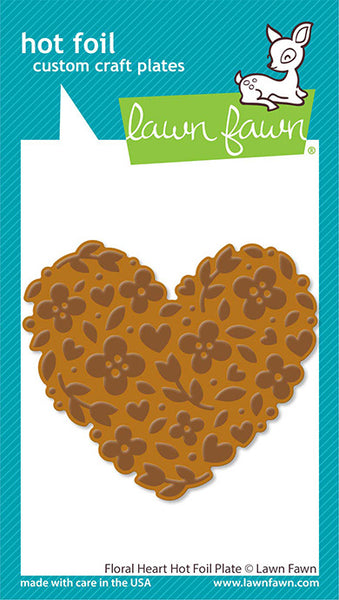 Lawn Fawn, Hot Foil Plate, Floral Heart (LF3620)