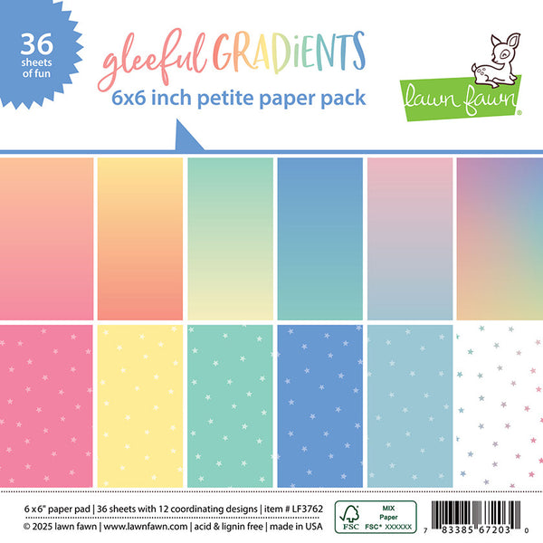 Lawn Fawn Double-Sided Paper Pack 6"X6", Gleeful Gradients (LF3762)