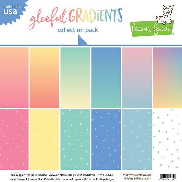 Lawn Fawn Double-Sided Paper Pack 12"X12", Gleeful Gradients (LF3763)