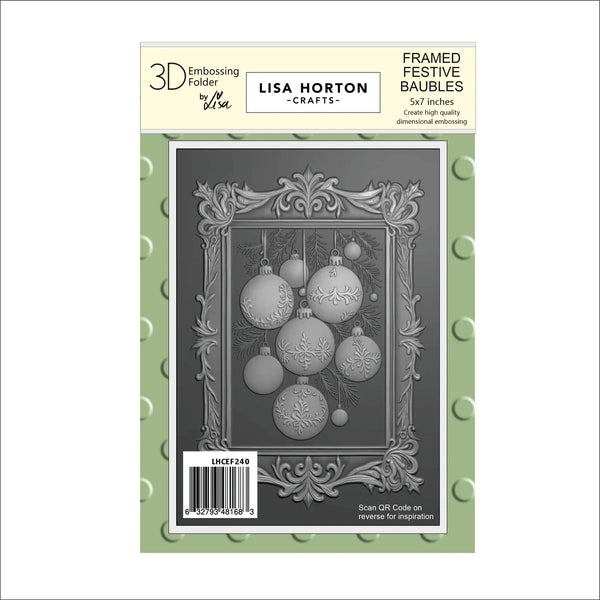 Lisa Horton Crafts, Framed Festive Baubles 5" x 7" Embossing Folder