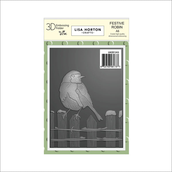 Lisa Horton Crafts, Festive Robin A6 Embossing Folder