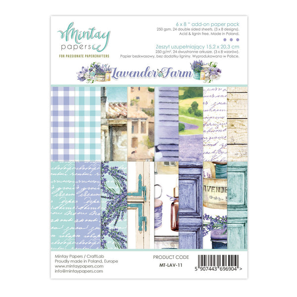 Mintay Papers, 6X8 Add-On Paper Pad, Lavender Farm