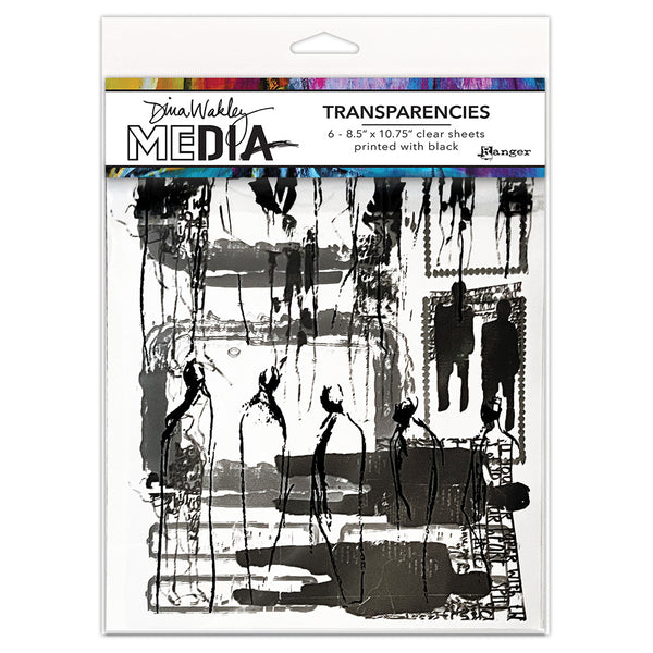 Dina Wakley Media Transparencies 8.5"X10.75" 6/Pkg, Frames & Figures Set 2