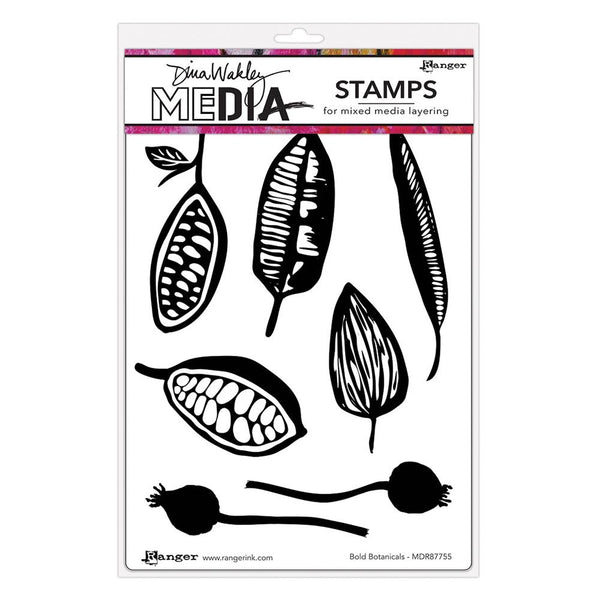 Dina Wakley Media Cling Stamps 6"X9", Bold Botanicals