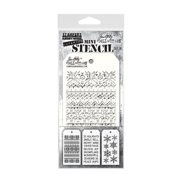 Tim Holtz Mini Layered Stencil Set 3/Pkg, Set 18