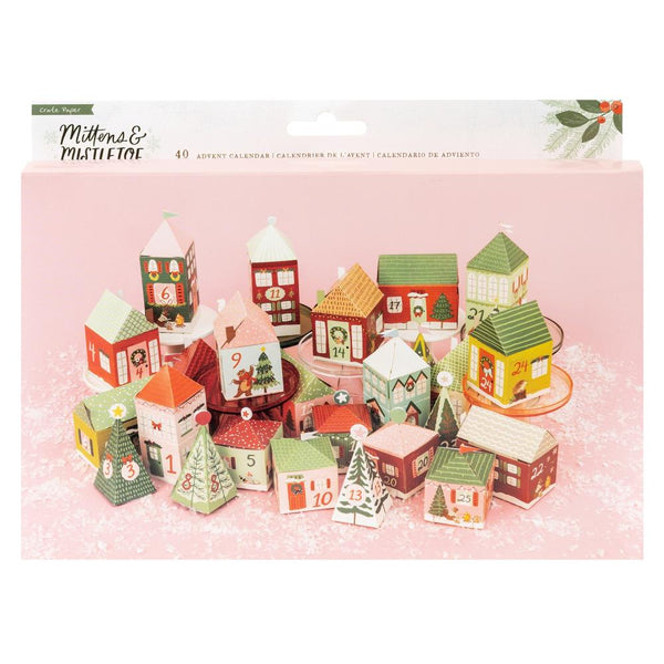 Crate Paper, Mittens & Mistletoe Advent Calendar 40/Pkg, Makes 25 Houses