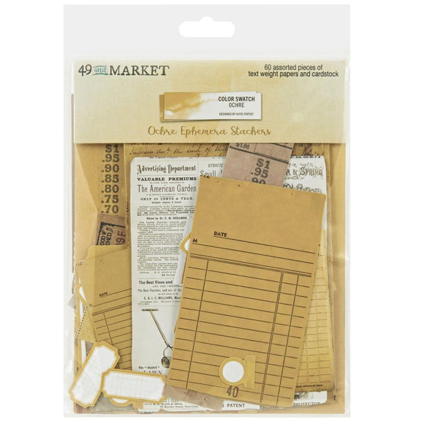 49 And Market, Botanical Buzz, Color Swatch: Ochre Ephemera Stackers, 60/Pkg (OCS-26917)