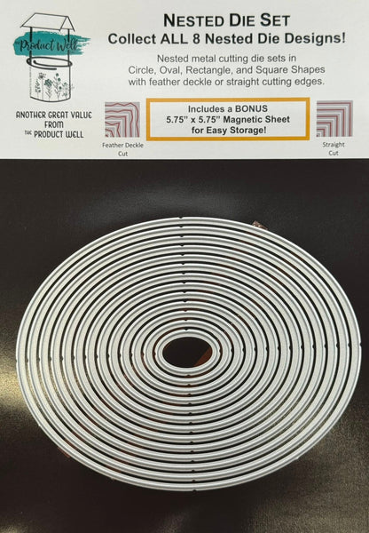 Product Well, Nested Die Set, Assorted Style, Includes a BONUS Magnetic Sheet for Easy Storage