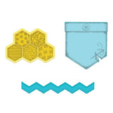 Heartfelt Creations, Buttons and Blooms Collection, Stamps & Dies Combo, Patchwork Pocket & Patterns