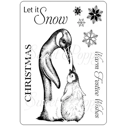 Sweet Poppy Stencil: Clear Stamp, Penquins