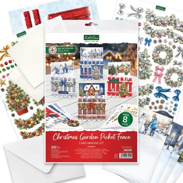 Katy Sue, Christmas Garden Picket Fence, Card Making Kit