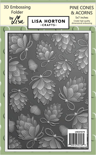 Lisa Horton, 3D Embossing Folder 5x7, Pine Cones & Acorns
