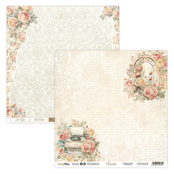 ScrapBoys, 12"x12" Double-Sided Patterned Paper, Rosalia 02