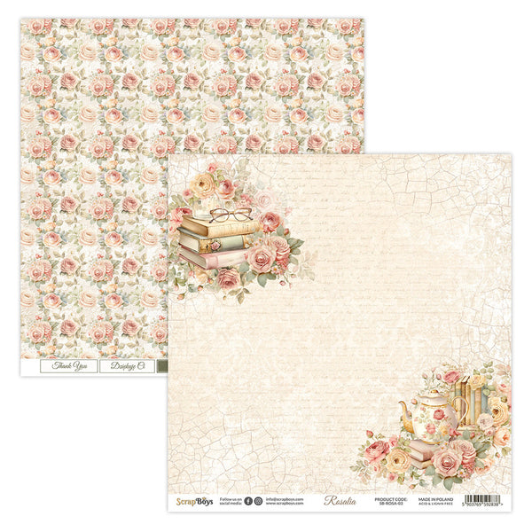 ScrapBoys, 12"x12" Double-Sided Patterned Paper, Rosalia 03