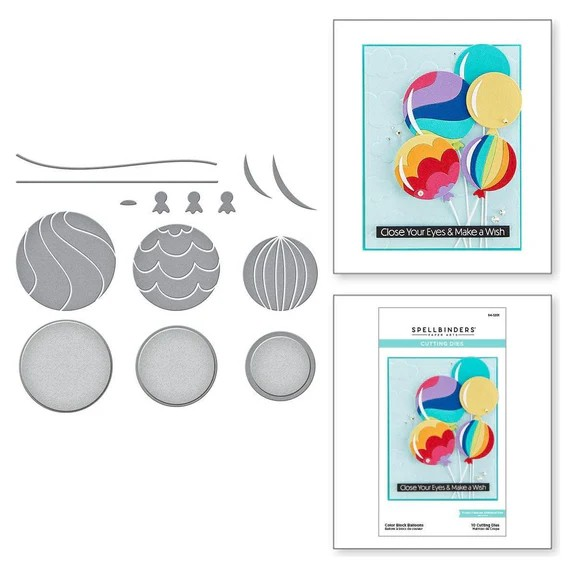 Spellbinders, Etched Dies from Birthday Celebrations Collection, Color Block Balloons (S4-1201)