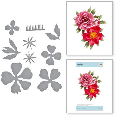 Spellbinders Etched Dies By Susan Tierney-Cockburn, Double & Single Peonies (S6-169)