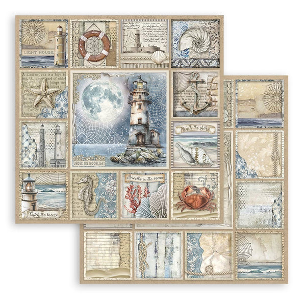 Stamperia Double-Sided Cardstock 12"X12", Silent Sea, Lighthouse