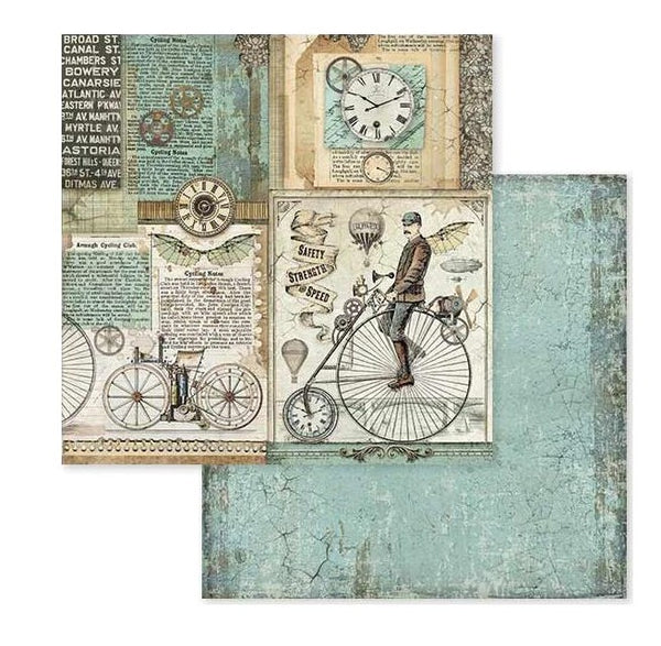 Stamperia Double-Sided Cardstock 12"X12", Voyages Fantastiques Retro Bicycle