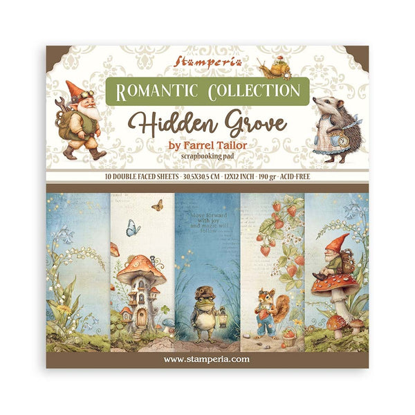 Stamperia, Romantic Collection, Paper Pad 12"x12" 10/Pkg, Hidden Grove