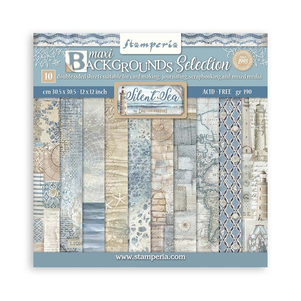 Stamperia Backgrounds Double-Sided Paper Pad 12"x12" 10/Pkg, Silent Sea