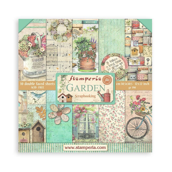 Stamperia Double-Sided Paper Pad 12"X12" 10/Pkg, Garden, 10 Designs/1 Each