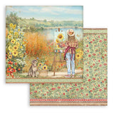 Stamperia Double-Sided Paper Pad 8"X8" 10/Pkg, Sunflower Art