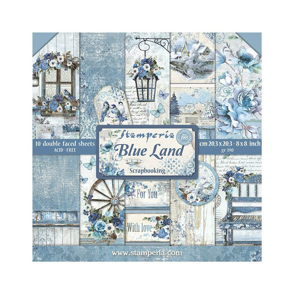 Stamperia Double-Sided Paper Pad 8"X8" 10/Pkg, Blue Land