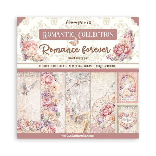 Stamperia Double-Sided Paper Pad 8"X8" 10/Pkg, Romance Forever, 10 Designs/1 Each