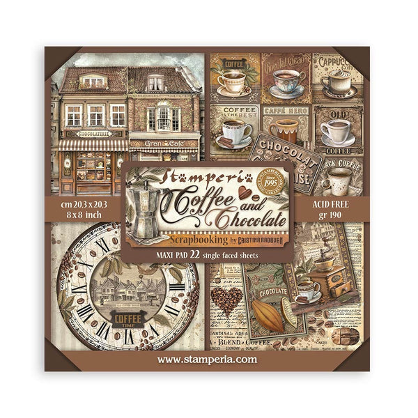 Stamperia Single-Sided Paper Pad 8"X8" 22/Pkg, Coffee And Chocolate