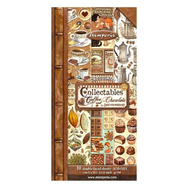 Stamperia Collectables Double-Sided Paper 6"X12" 10/Pkg, Coffee And Chocolate