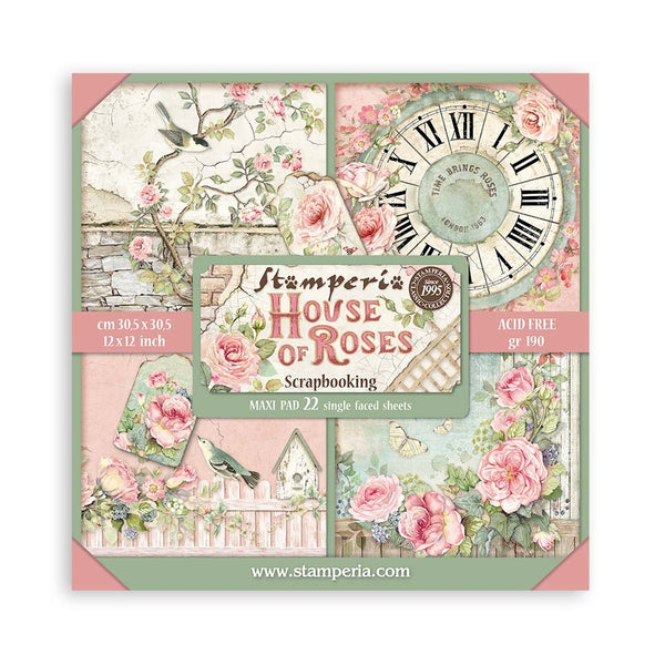 Stamperia Single-Sided Paper Pad 12"x12" 22/Pkg, House of Roses
