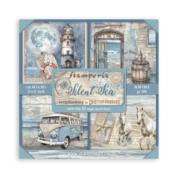 Stamperia, Maxi Paper Pad, Single-Sided 12"X12" 22/Pkg, Silent Sea