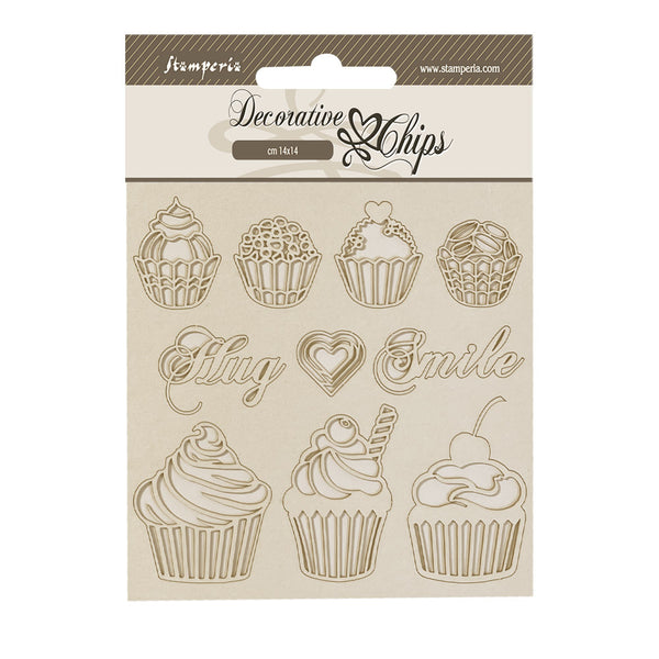 Stamperia Decorative Chips 5.5"X5.5", Coffee And Chocolate, Sweety