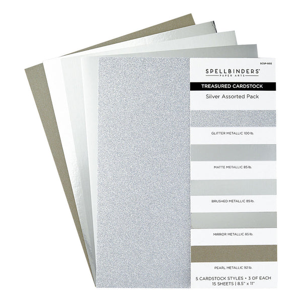 Spellbinders Treasured Cardstock 8.5"X11" 15/Pkg, Silver