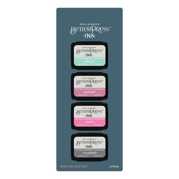 Spellbinders BetterPress Letterpress Mini Ink Pad Set 4/Pkg, Jet Set (BPI-023)