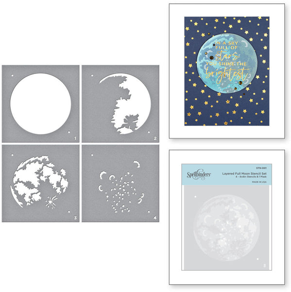 Spellbinders Stencil, Layered Full Moon Stencil from Celestial Zodiacs Collection