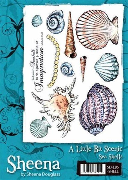 Crafter's Companion, A Little Bit Scenic by Sheena Douglass, EZmount Rubber Stamps Set, Sea Shells