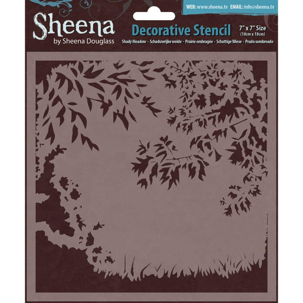 Crafter's Companion, Sheena Douglass, 7"x7" Decorative Stencil, Shady Meadow