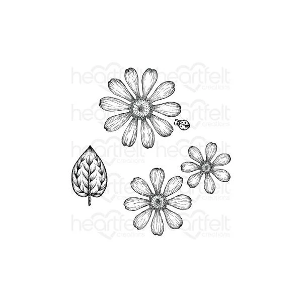 Heartfelt Creations, Summer's Garden Collection, Cling Rubber Stamps & Dies Set, Small Garden Zinnia