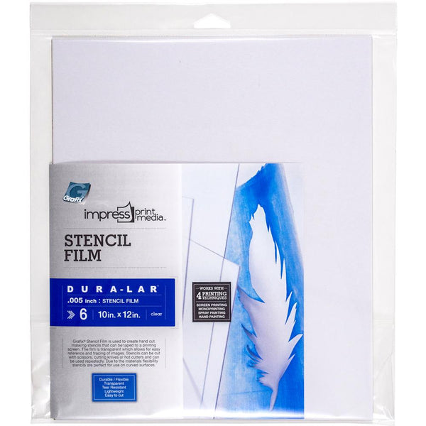 Grafix, Impress Print Media Stencil Films 6/Pkg, 10"X12", Clear
