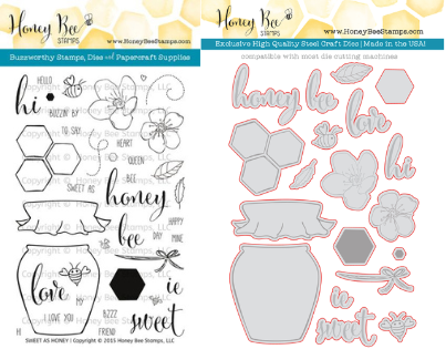 Honey Bee Stamps, 4"X6" Clear Stamps & Dies Combo, Sweet As Honey