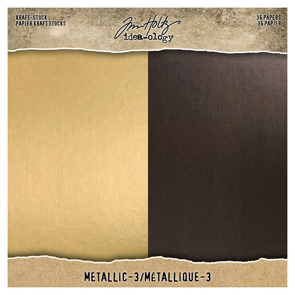 Tim Holtz, Idea-Ology Paper Stash Kraft Metallic Paper Pad 8"X8" 36/Pkg, Metallic 3 (TH94021)
