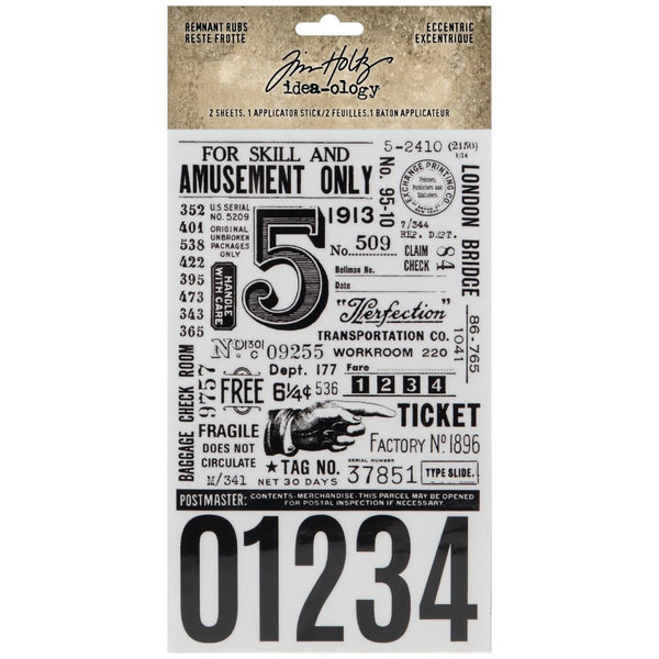 Tim Holtz Idea-Ology Remnant Rubs Rub-Ons 4.75"X7.75" 2/Pkg, Eccentric (TH94237)
