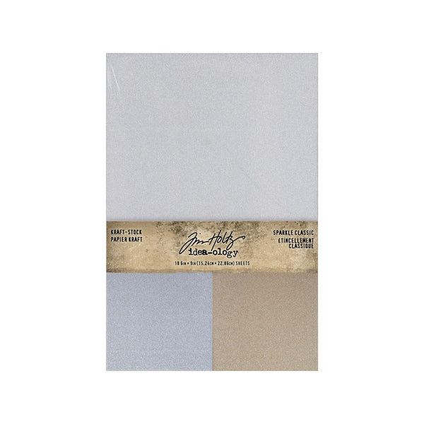 Tim Holtz Idea-Ology Kraft-Stock Cardstock Pad 6"X9" 18/Pkg, Sparkle Classic (TH94315)