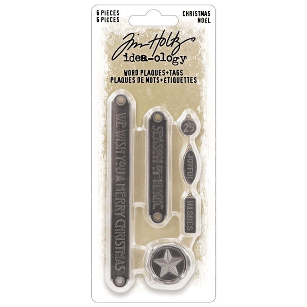 Tim Holtz Idea-Ology Word Plaques + Tags, Christmas